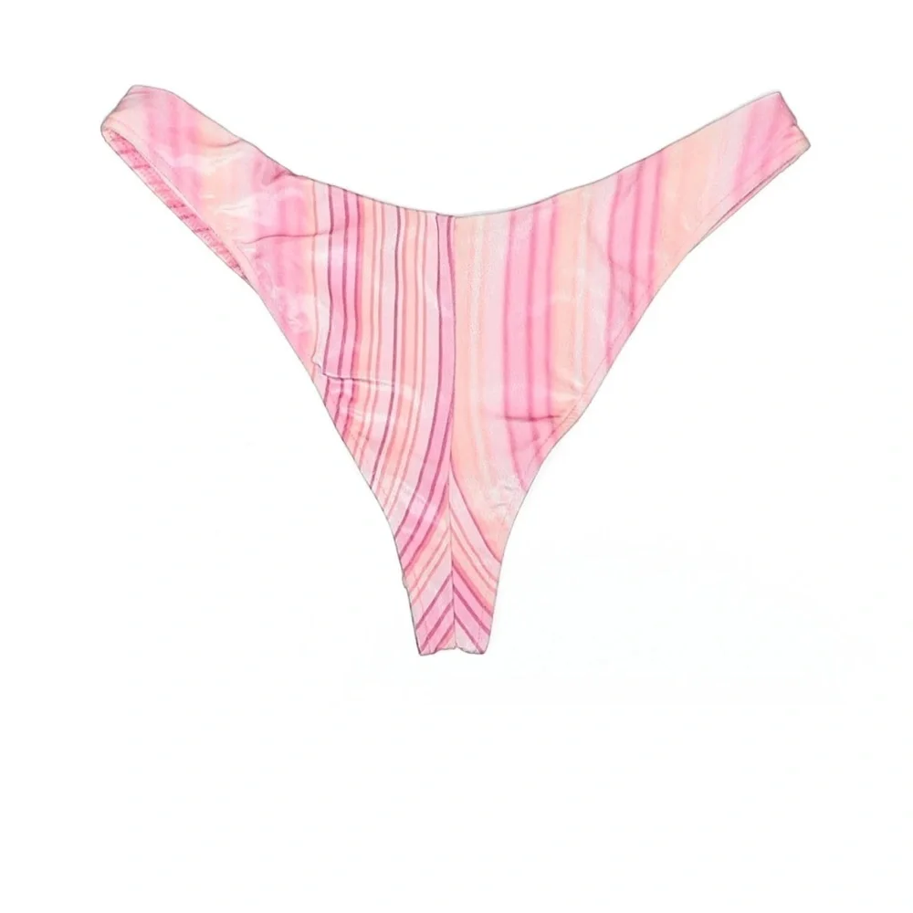 Frankies Bikinis Katarina Velvet Bikini Bottoms Solar Stripe Pink Cheeky XL NWT